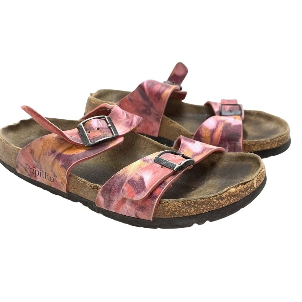 PAPILLIO BIRKENSTOCK Pink ARIZONA 2 Strap Shoes Birko Flor Slides Sandals sz 7